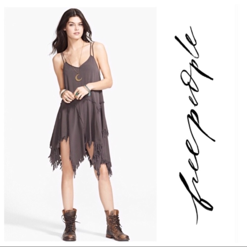 Free People Intimately XS Dress Charcoal tattered